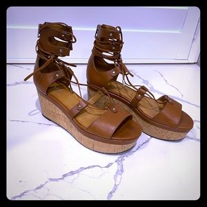 Coach tan wedges